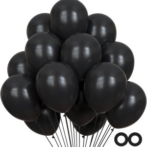 Paquete de 60 globos negros, globos de látex negros de 12 pulgadas, calidad de helio para fiesta de cumpleaños, graduación, vacaciones, boda, baby Paquete de 60 globos negros, globos de látex negros de 12 pulgadas, calidad de helio para fiesta de cumpleaños, graduación, vacaciones, boda, baby