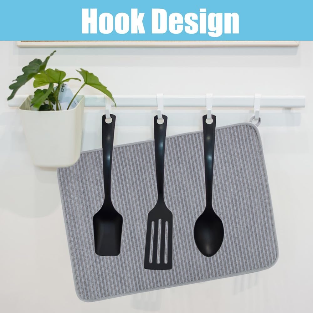 Tapete para secar platos para encimera de cocina, paquete de 2 unidades, 24 x 17 pulgadas, tapete escurridor de platos de microfibra de 24 x 17