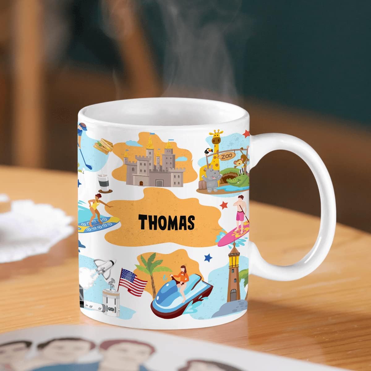 Tazas de café personalizadas del estado de Florida con nombre personalizado, tazas de cerámica blanca, taza de viaje, regalos divertidos de Navidad