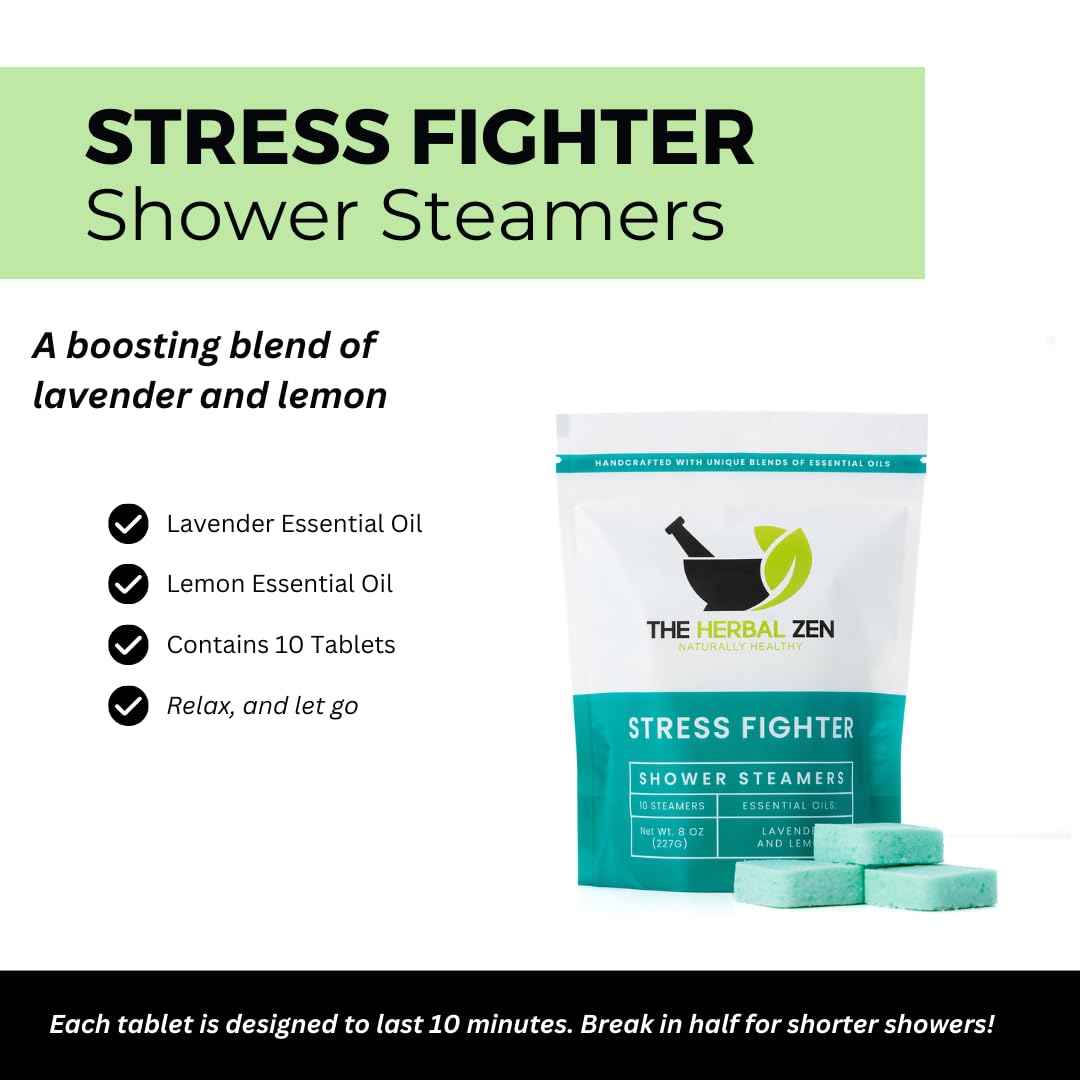 Stress Fighter Shower Steamers Aromatherapy with Essential Oils, Made in the USA Shower Bombs, Shower Bomb Aromatherapy, Relaxing Gifts for Women,