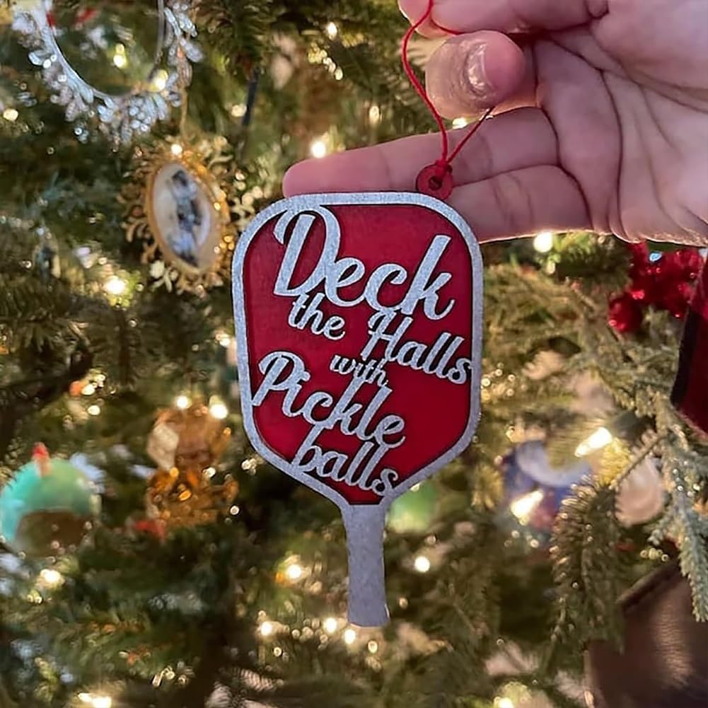 Adorno de Pickleball, adorno de Navidad de pickleball, adorno de madera de Navidad, adorno de Navidad de pickleball, adorno de regalo de bolas de