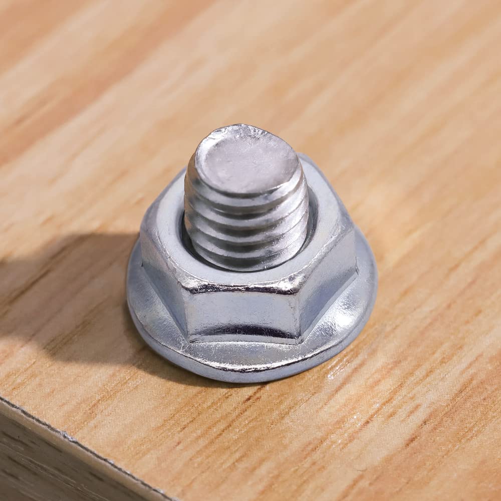 Glvaner – Tuercas hexagonales de brida dentada M10-0.059 in, acero al carbono, acabado chapado en zinc, tuercas hexagonales con cabezal de arandela