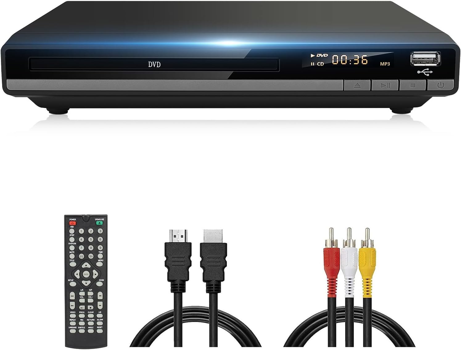 Reproductor de DVD HD para TV con salida HDMI, reproductores de DVD compactos con control remoto  Reproductor de CD de DVD simple con entrada USB