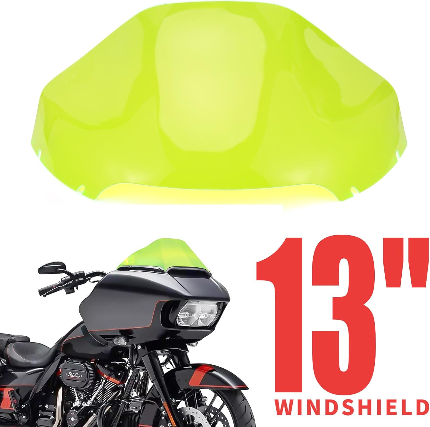 Parabrisas de 13 pulgadas para Harley Road Glide FLTR FLTRX 2014-2022 (doble deslizamiento ligero), color verde