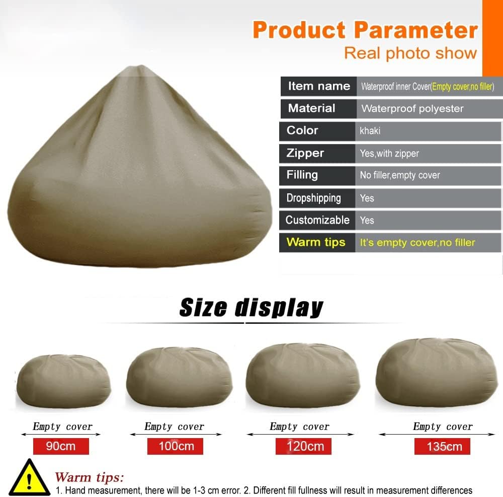 Funda de puf grande de lujo para sofá, puf, silla, puf, impermeable, redonda, funda para puf para sofá, cama, sofá, funda interior, puf, sin relleno
