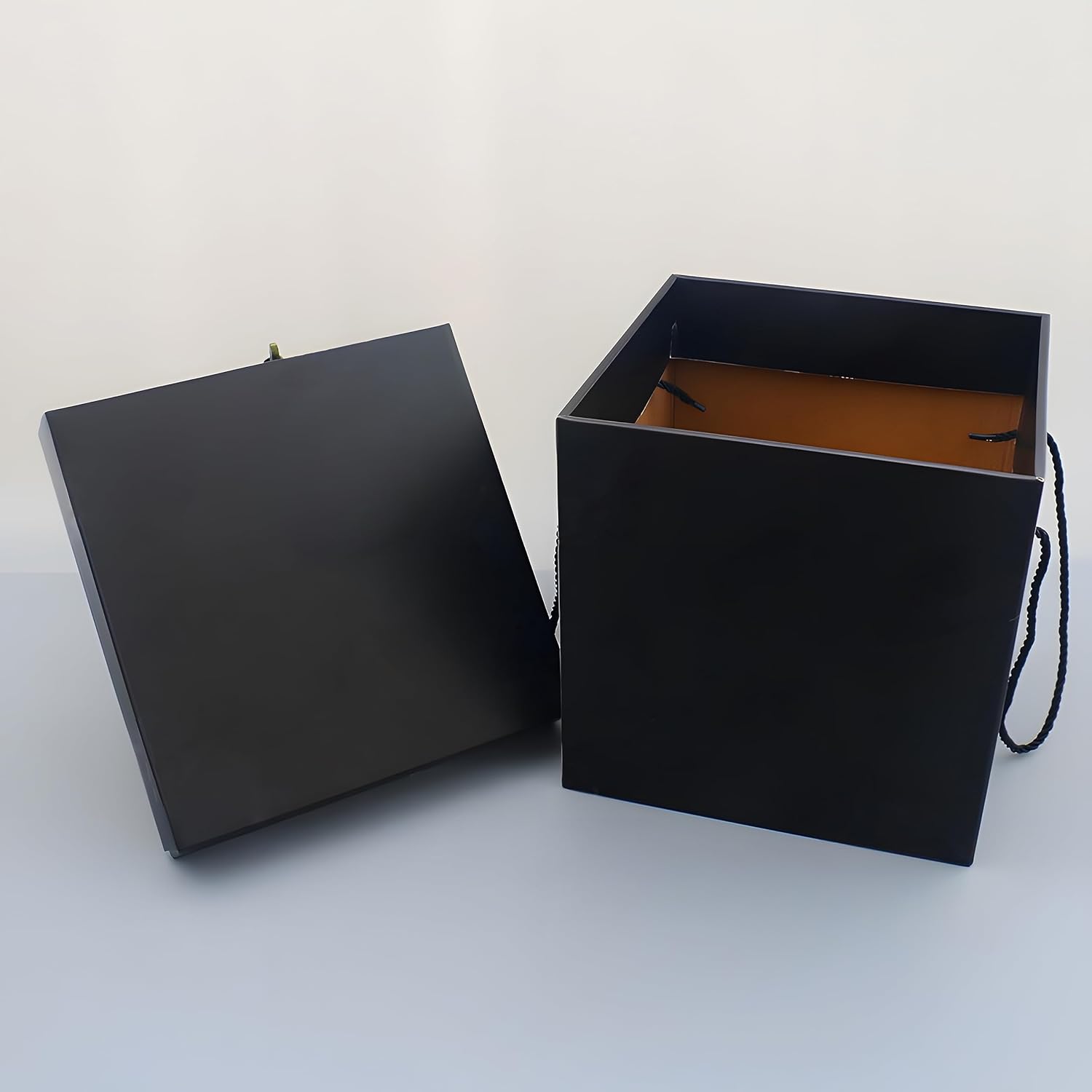Caja de regalo extragrande con tapas y asa, caja de regalo plegable negra de 12.6 pulgadas para cumpleaños, fiestas, duchas, día de San Valentín