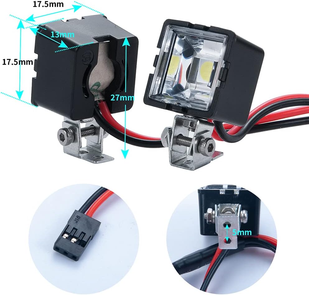 110th RC Coche LED Luz de techo Foco Foco Actualización para Axial SCX10 TRX4 D90 RC Crawler Truck Car (cuadrado)