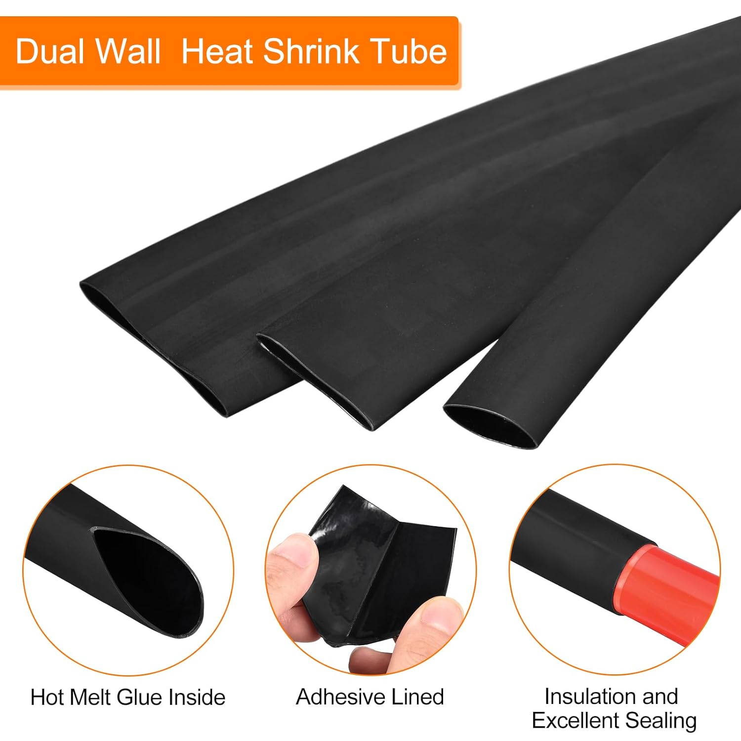 MECCANIXITY Tubo termorretráctil, relación 41, 1 pulgada de diámetro, 40 pies, con forro adhesivo, doble pared, tubo termorretráctil impermeable,