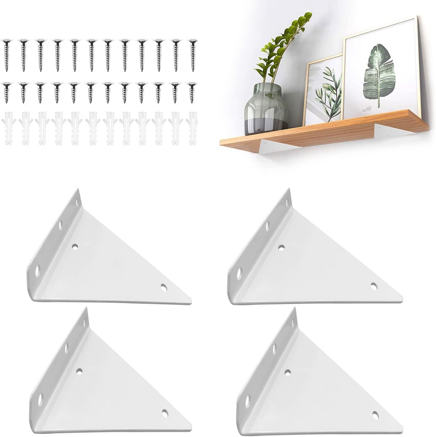 Soportes de estante 4 piezas de 3 pulgadas, soportes de estantes flotantes, soportes de pared para estantes, accesorios de estante flotante,