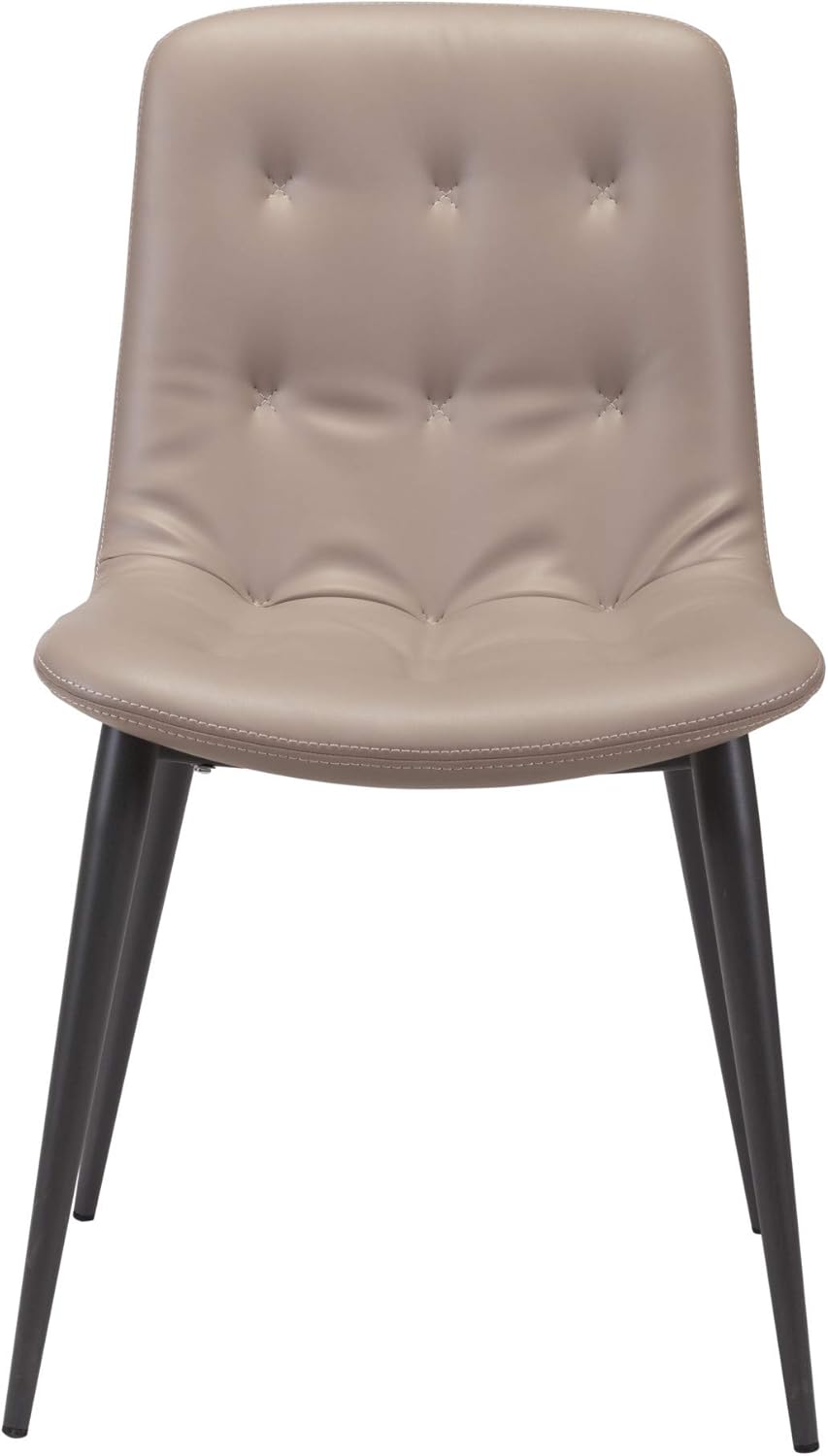 Zuo Modern Tangiers Juego de sillas de comedor de acero, espuma, cuero sintético gris topo, capacidad de peso interior de 280 libras Dimensiones