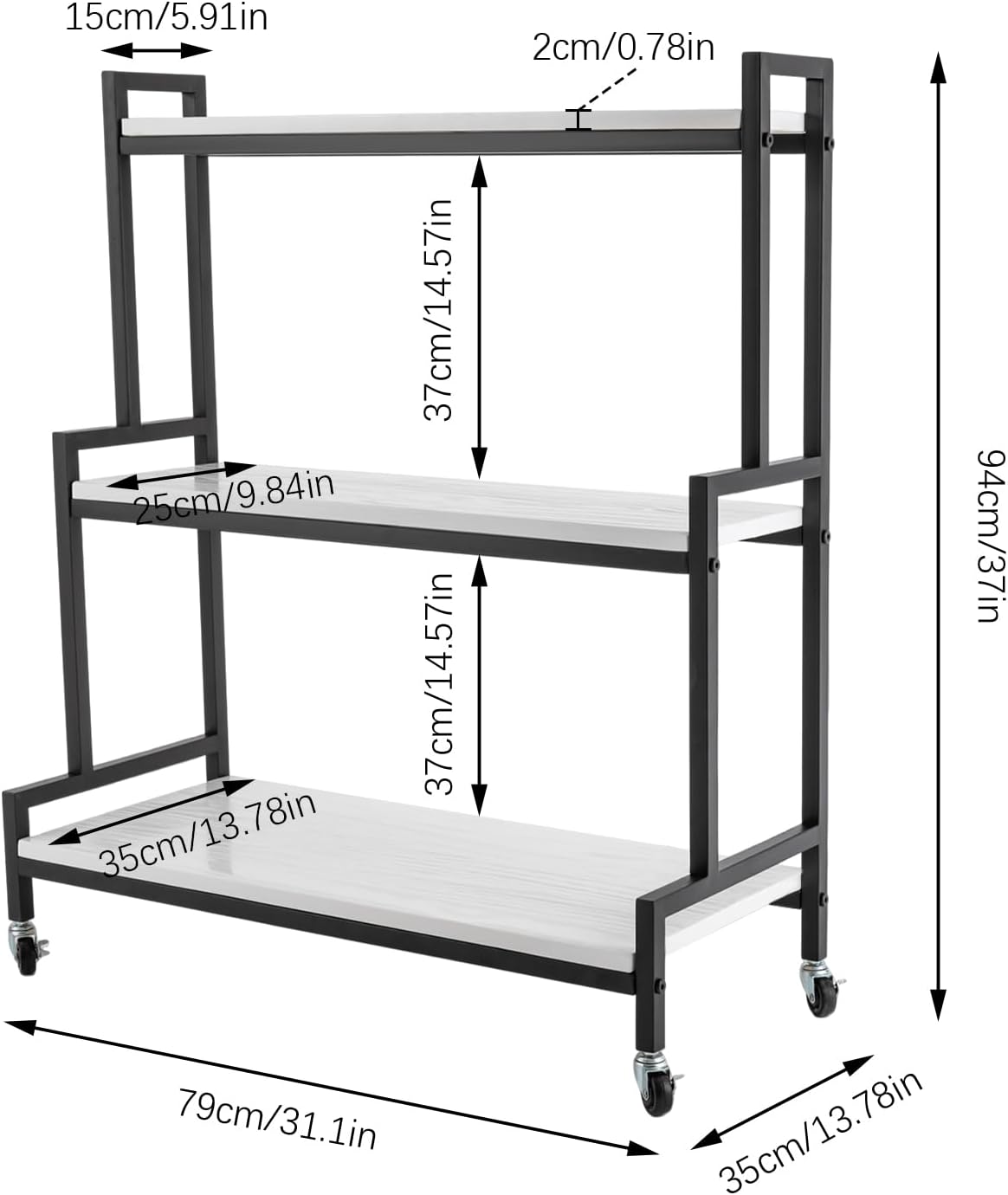 Soporte para plantas de 3 niveles para interiores y exteriores, soporte rústico para macetas con ruedas, estante de exhibición de plantas de madera