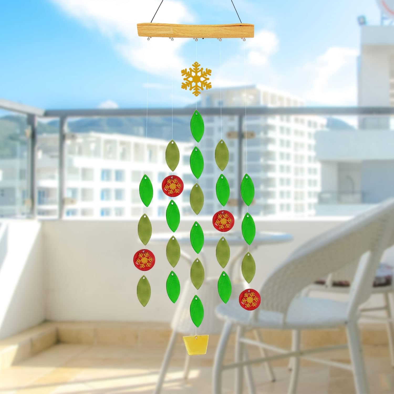 Campanillas de viento solares, luces solares únicas que hacen ruido, campanillas de viento colgantes de vidrio con luz solar para decoración del
