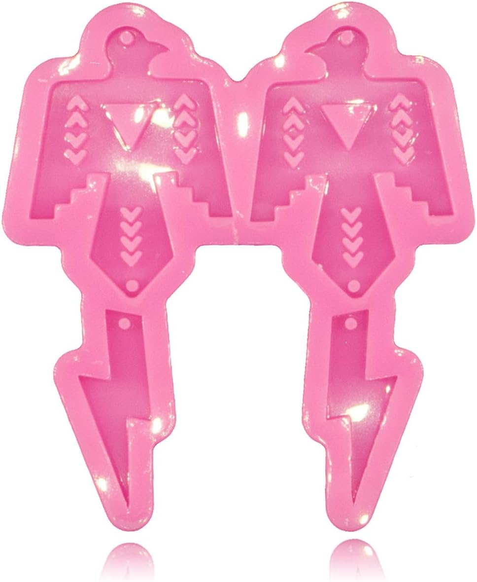 Angel Wings Molde de resina para aretes con forma de paloma y relámpago, con agujero, moldes de silicona para aretes, joyería, molde epoxi para