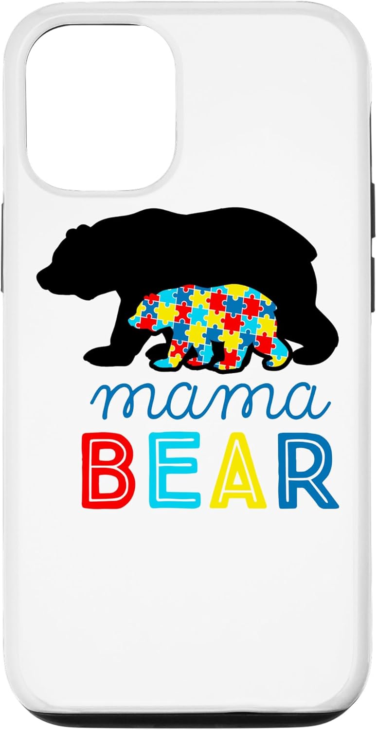 Funda de regalo para iPhone 13 Pro para concientización sobre el autismo, mamá oso autista