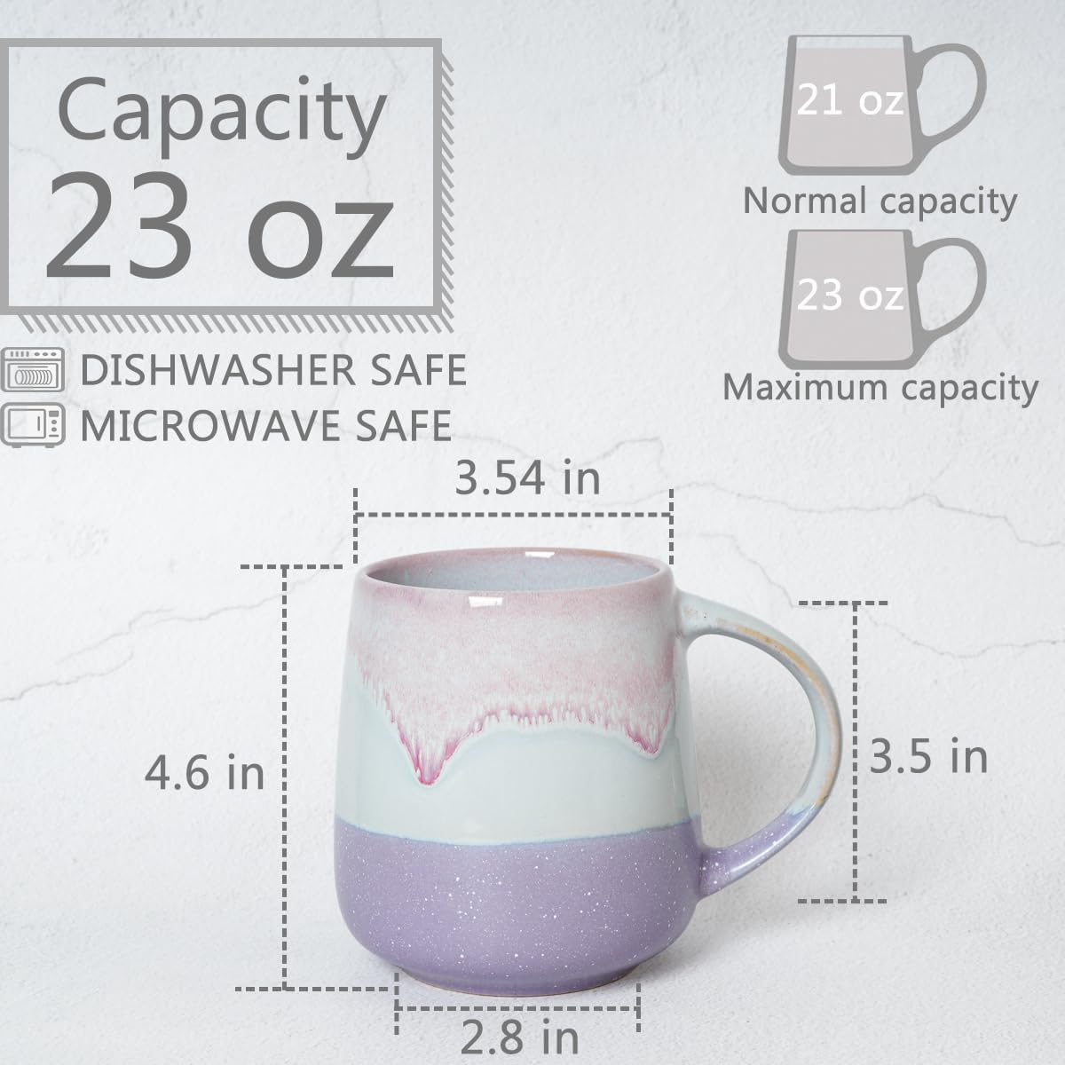 Bosmarlin Taza de café de cerámica extragrande, 23 onzas, apta para lavavajillas y microondas, taza de té grande de gran tamaño para oficina y