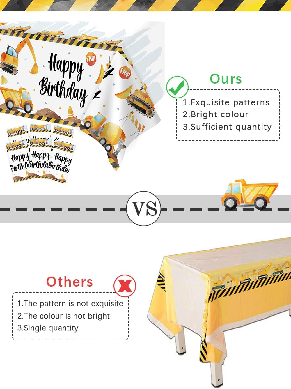 Mantel rectangular de plástico para fiestas de cumpleaños de 6 piezas, tamaño grande de 54 x 108 pulgadas, mantel rectangular de plástico para