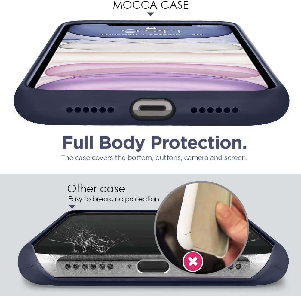 MOCCA – Funda protectora con soporte de anillo, antiarañazos, con forro de microfibra suave, de silicona, de cuerpo completo y a prueba de golpes