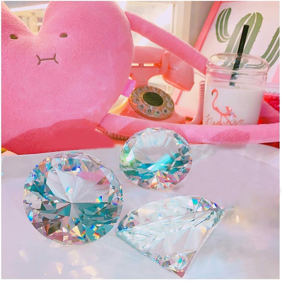 Piedra de diamante sintético, pisapapeles de cristal transparente con forma de diamante, joyas de pisapapeles para decoración de boda, centros de