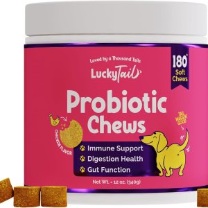 LuckyTail – Masticables probióticos para perros, salud intestinal para perros, esenciales para el abdomen para perros, polvo de calabaza para LuckyTail – Masticables probióticos para perros, salud intestinal para perros, esenciales para el abdomen para perros, polvo de calabaza para