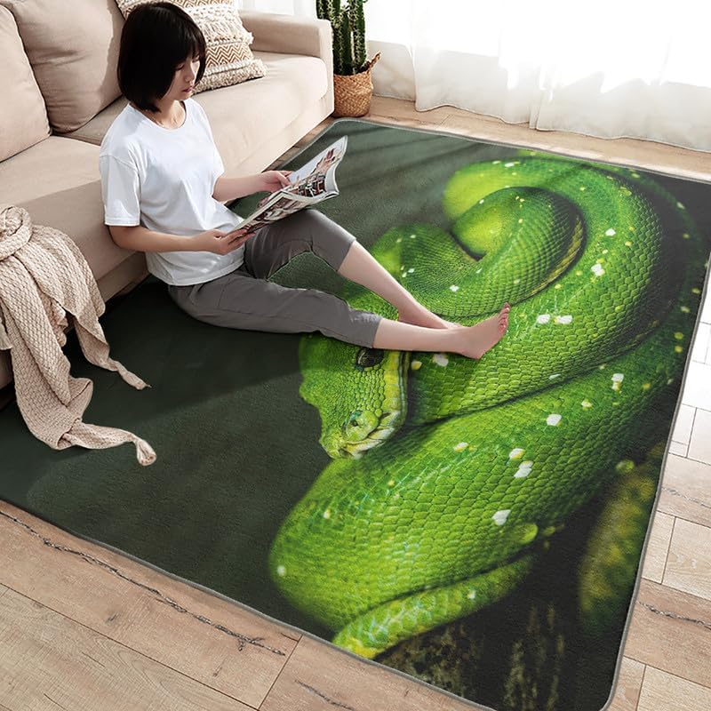 Alfombra de 2 x 3 pies, alfombra de área pequeña de serpiente, lavable para entrada, sala de estar, dormitorio, alfombra de reptil, antideslizante,