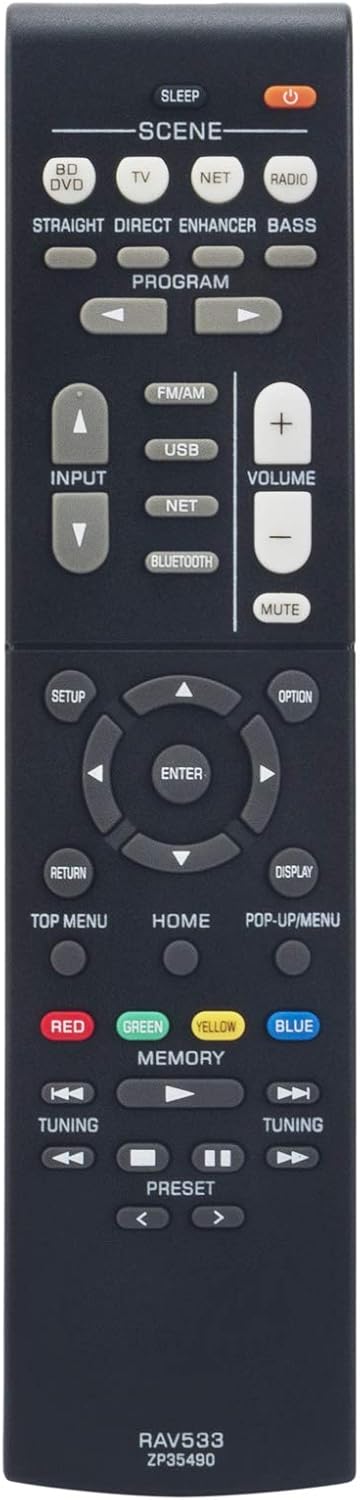 RAV533 ZP35490 – Control remoto de repuesto WINFLIKE RAV533 para receptor AV Yamaha YHT-3920 YHT-3920UBL YHT-4930 YHT-4930UBL YHT-5920 YHT-5920UBL
