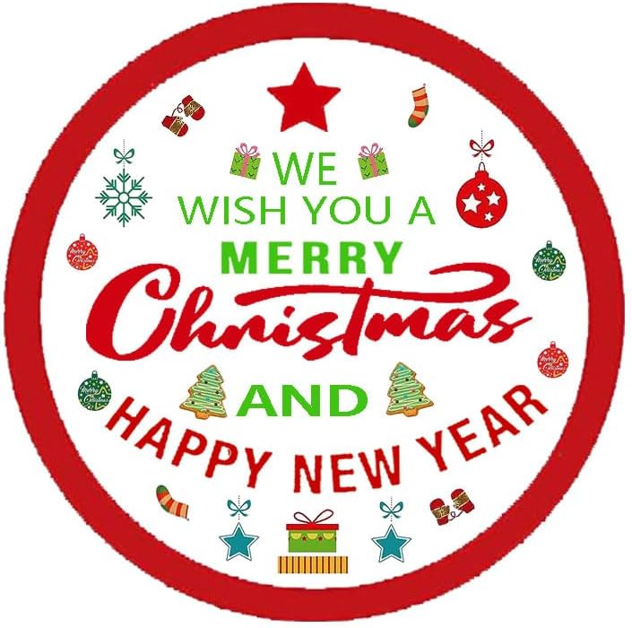 Etiquetas adhesivas de Feliz Navidad, calcomanías de Año Nuevo de 2 pulgadas, rojo y verde, tarjetas de vacaciones, sobres de regalo, etiquetas de