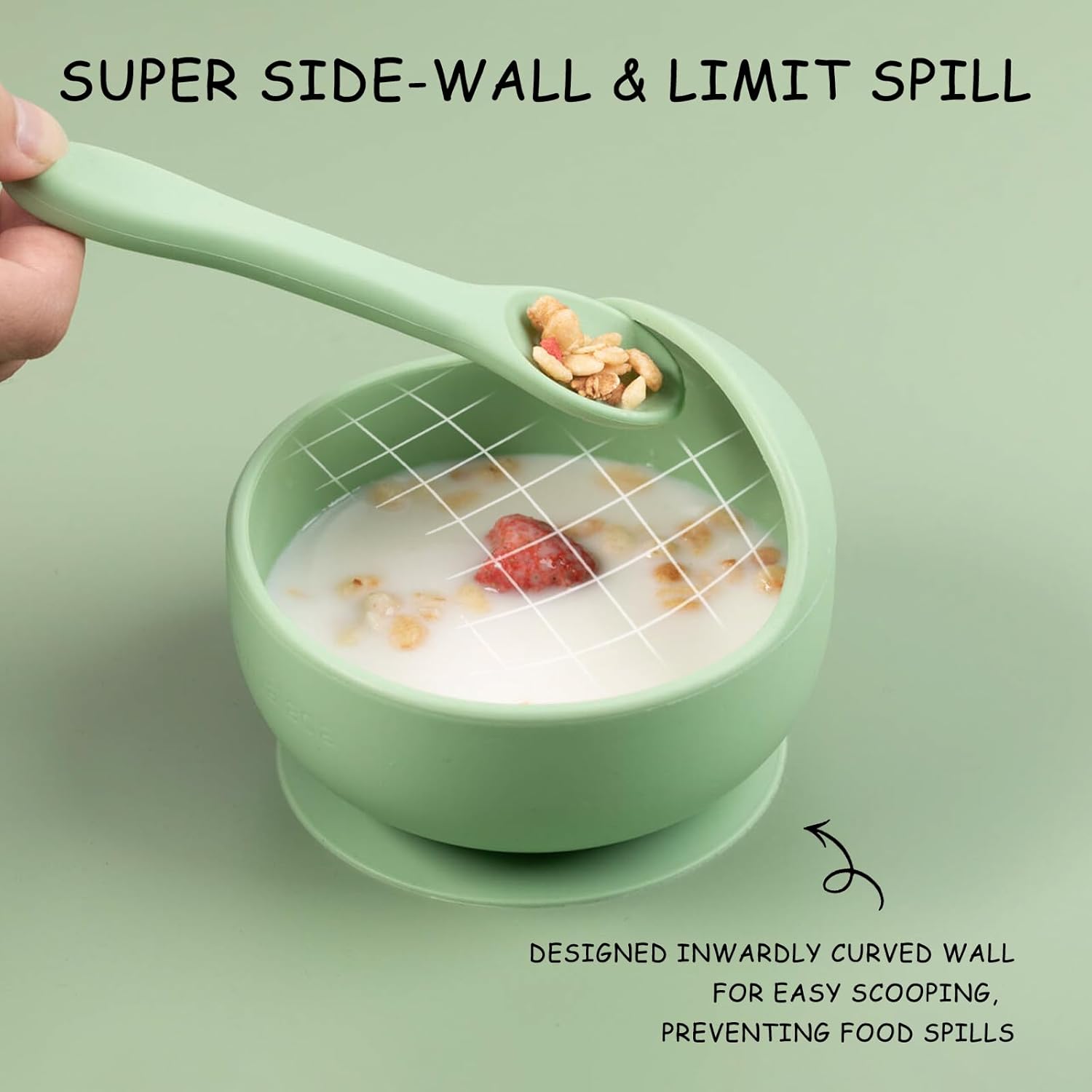 Juego de alimentación de silicona para bebés, suministros de destete para bebés, placa de succión para bebés con tapa y cuenco, cucharas de