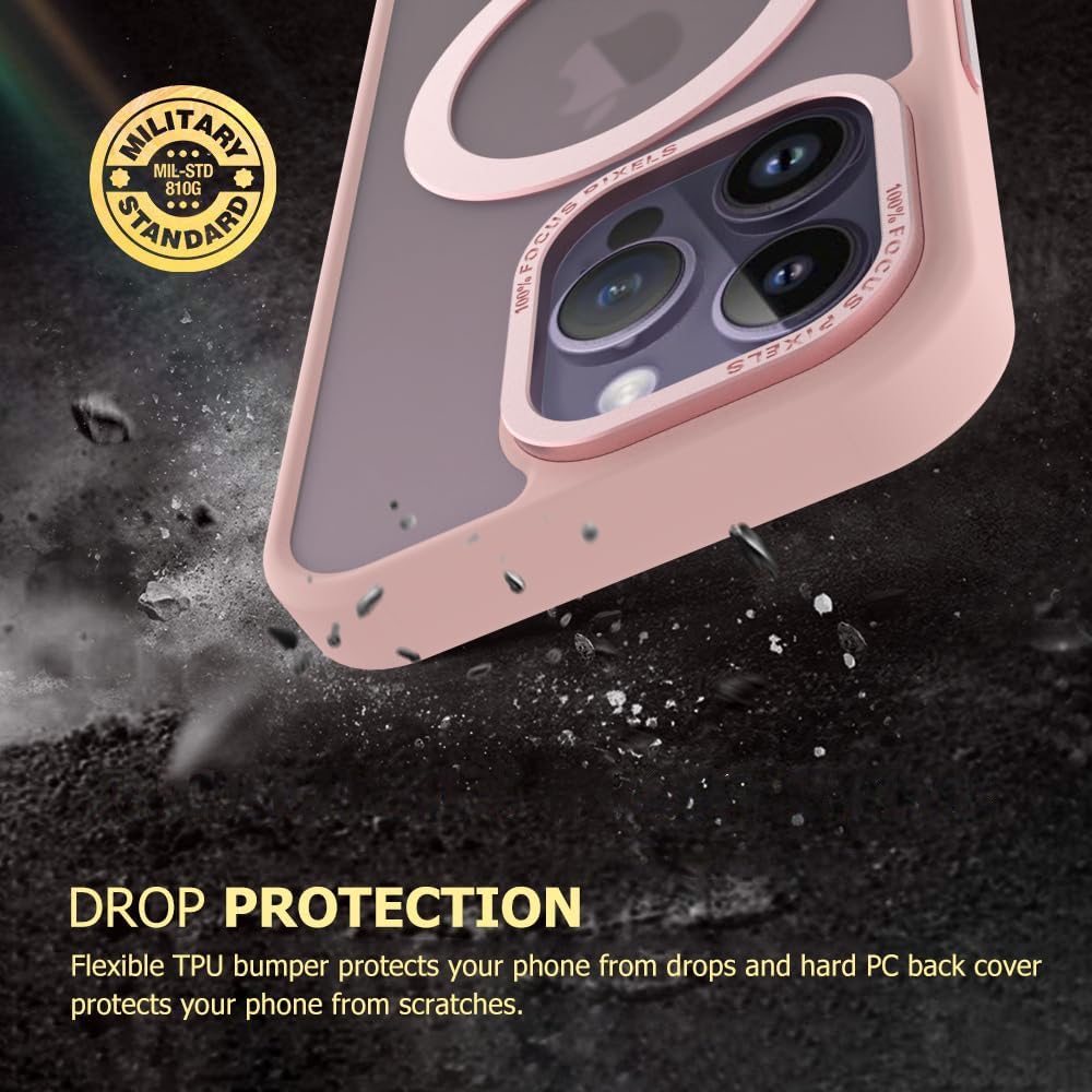 Puxicu Funda magnética para iPhone 14 Pro Max, soporte magnético invisible, compatible con MagSafe, diseño duro delgado, a prueba de golpes y