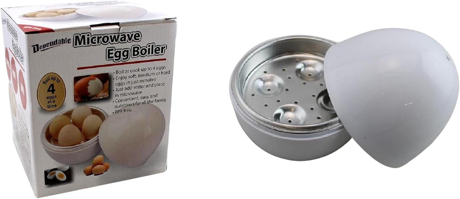 Huevos duros o blandos para microondas, sin BPA, para cocinar hasta 4 huevos en minutos, de grado alimenticio