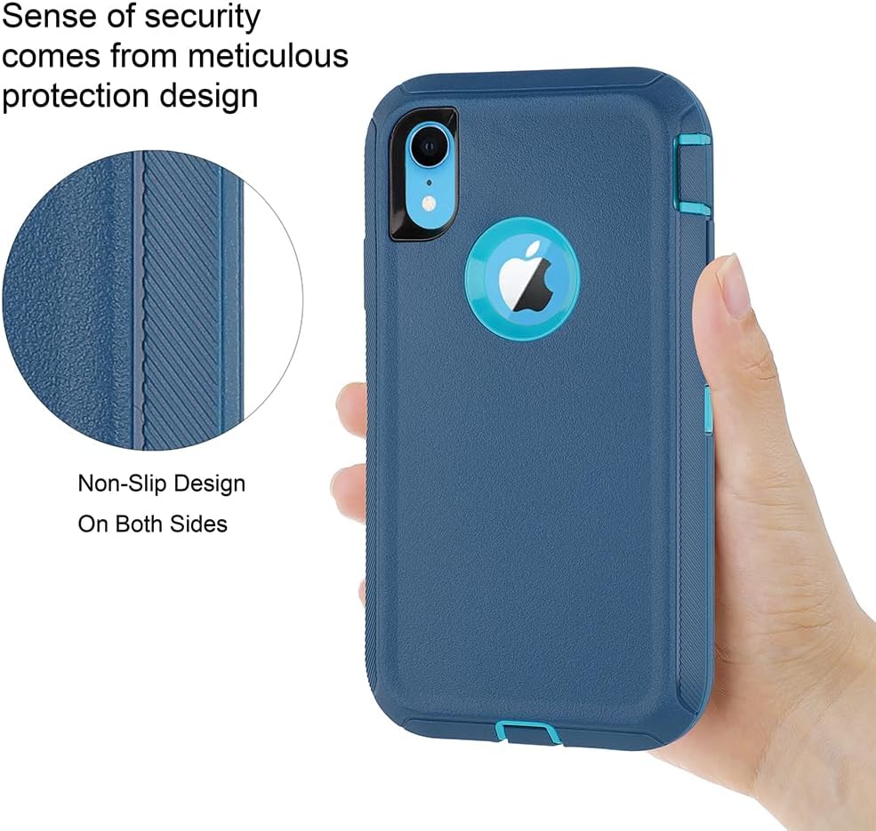 Funda protectora para iPhone XR a prueba de golpes y caídas, protección de grado militar resistente para Apple iPhone XR de 6.1 pulgadas (verde cian)
