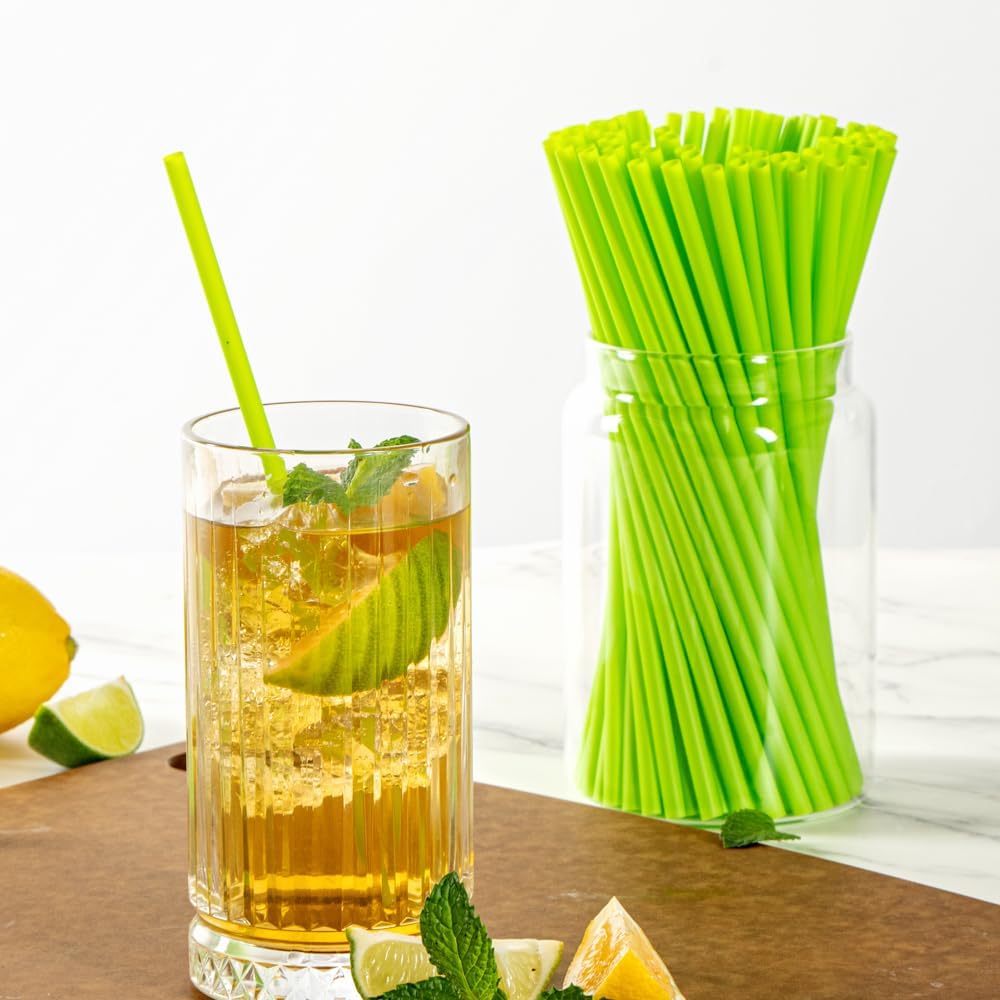 Restaurantware Basic Nature – Pajitas desechables de 8.3 pulgadas, 100 pajitas sostenibles, resistentes que no alteran los sabores, pajitas verdes