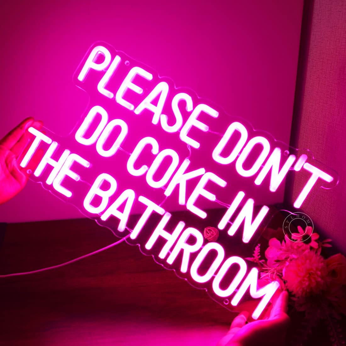 Letrero de luz de neón LED rosa con texto en inglés Please don’t do coke in the bath, para sala de juegos, dormitorio, bar, tienda, hotel,
