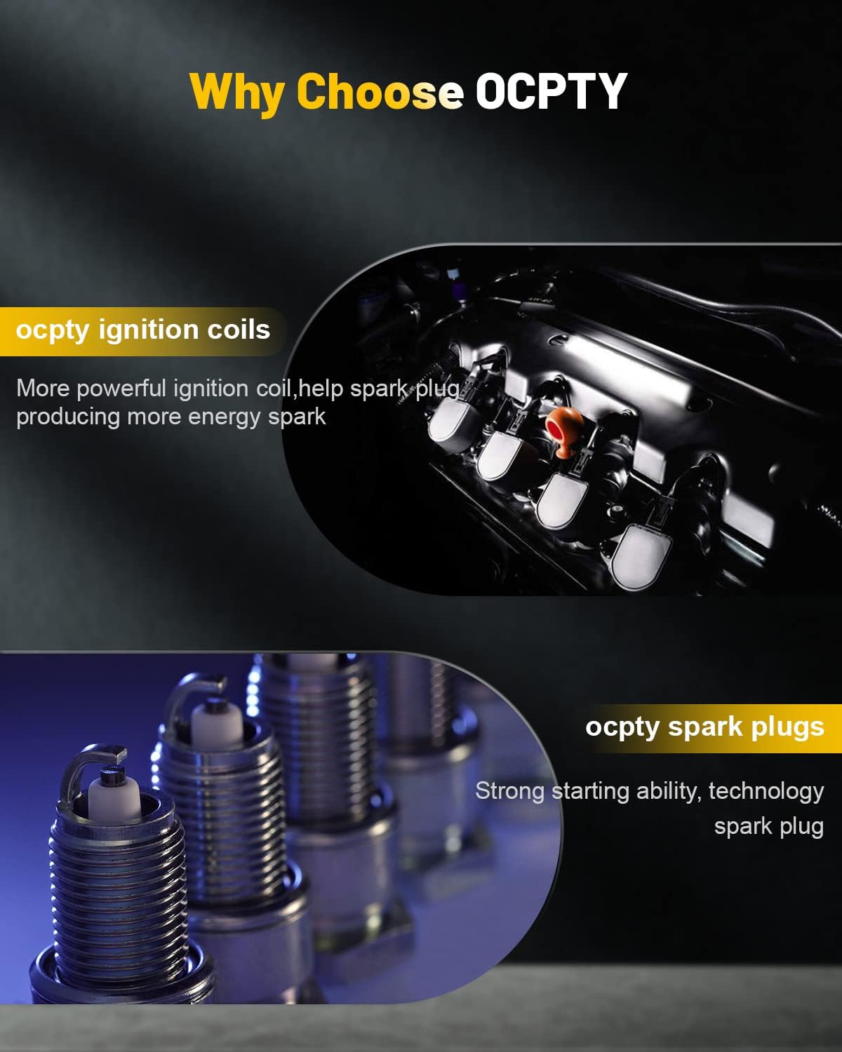 OCPTY Bobinas de encendido Paquete de bobinas de iridio bujías para C1543 UF499 5C1586 1.6L 2006 2007 2008 2009 2010 2011 para Hyundai Accent para