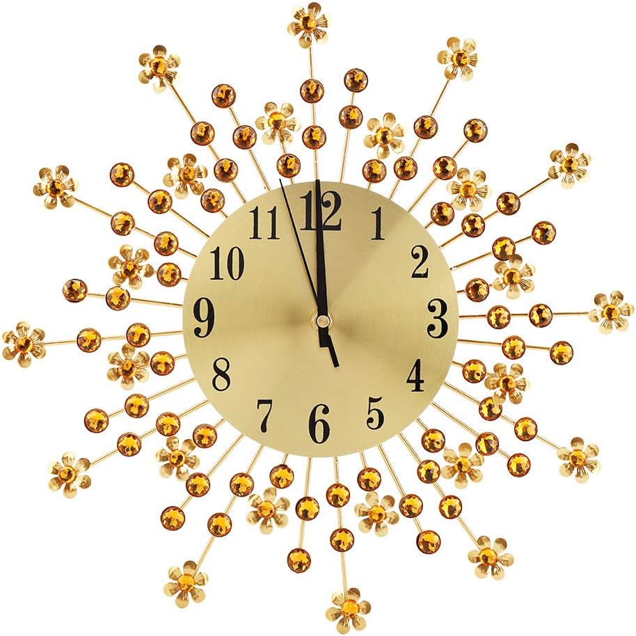 Reloj de pared, reloj de pared, reloj de pavo real, estilo europeo de hierro, reloj de pared colgante para oficina, hogar, bar, cafetería, 14.6 in