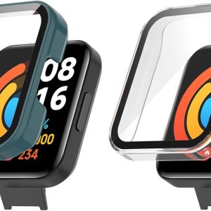 Paquete de 2 fundas protectoras de pantalla compatibles con Redmi Watch 2 Lite, accesorios de policarbonato de vidrio templado, resistente a los Paquete de 2 fundas protectoras de pantalla compatibles con Redmi Watch 2 Lite, accesorios de policarbonato de vidrio templado, resistente a los