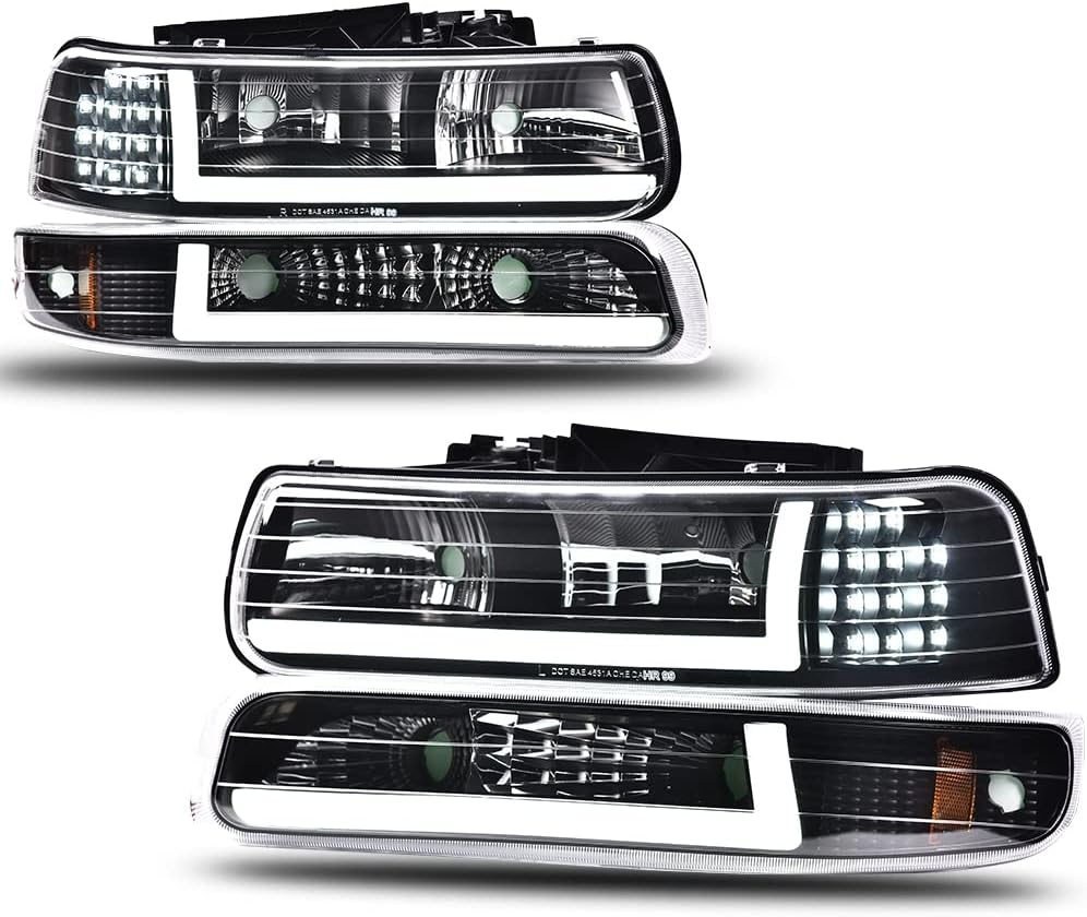 PIT66 – Faros delanteros LED, compatibles c99-02 Chevy Silverado 1500 250001-02 Silverado 1500HD 2500HD 350000-06 Tahoe Suburban 1500 2500