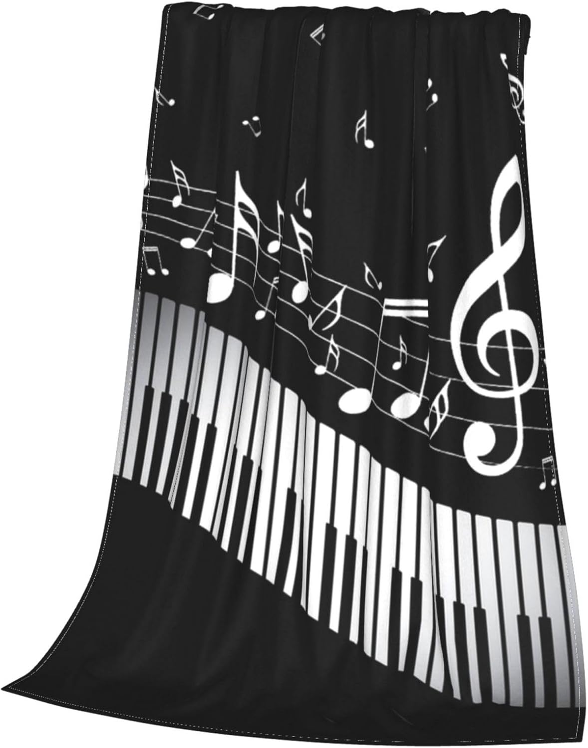 RIMENCH Elegante manta de viaje para todas las estaciones, para oficina, campamento, silla, escuela, viajes, teclas de piano blancas con notas