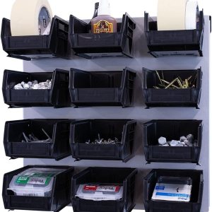 Bin Storage System- Wall Mounted 16″ x 16″ Metal Garage Tool Organization System (Silver) Bin Storage System- Wall Mounted 16″ x 16″ Metal Garage Tool Organization System (Silver)
