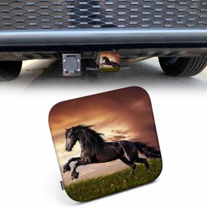 Beabes Cubierta de enganche de remolque de caballo, animal negro, caballo, galope, puesta de sol, remolque, cubierta de tubo de enganche, tapa de Beabes Cubierta de enganche de remolque de caballo, animal negro, caballo, galope, puesta de sol, remolque, cubierta de tubo de enganche, tapa de