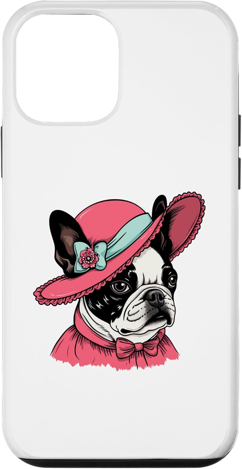 Funda victoriana para iPhone 12 mini Boston Terrier English Lady Funny Dog