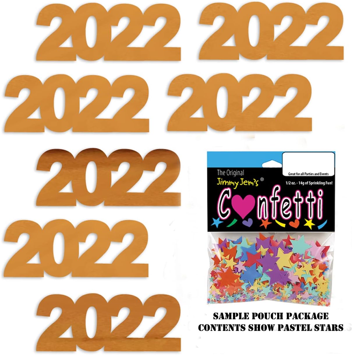 Confeti Año 2022 Naranja – Paquete al por menor #7223 QS0