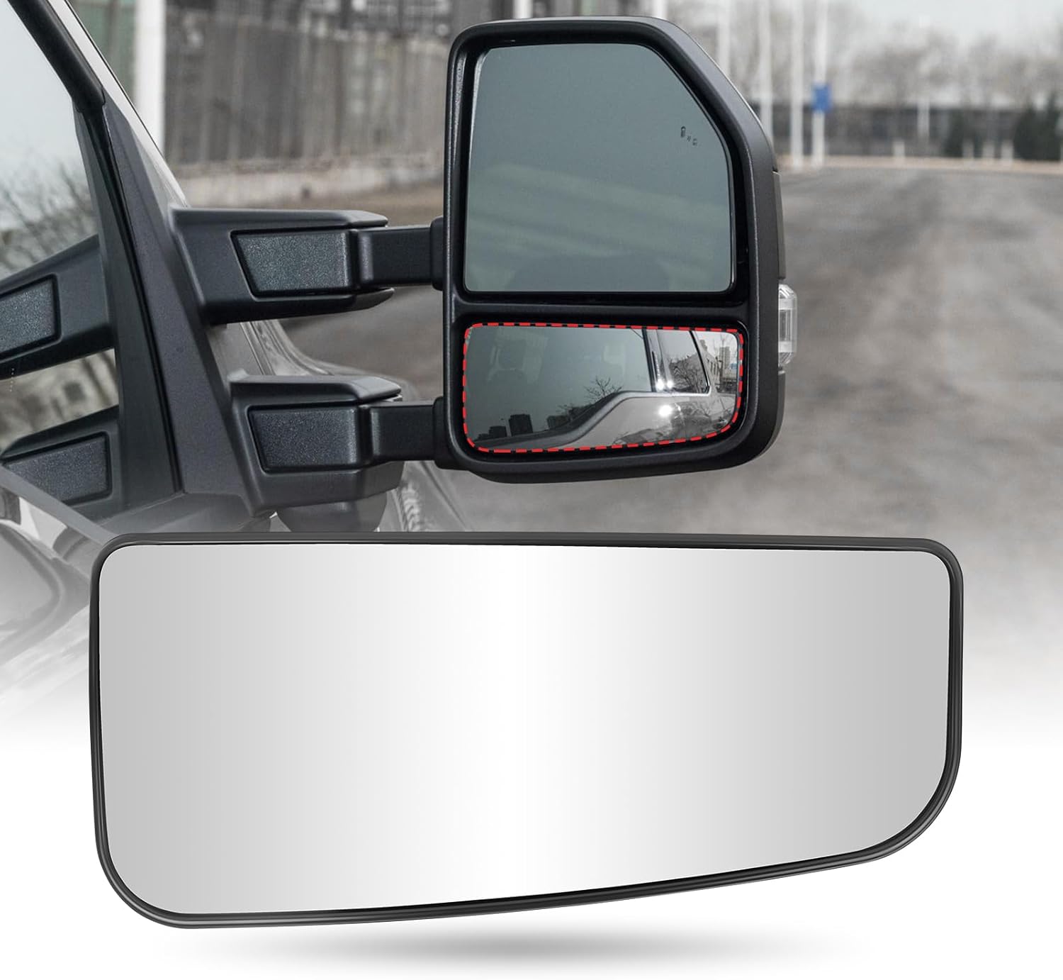 Reemplazo de cristal del espejo retrovisor inferior del lado del pasajero, espejo de remolque con soporte trasero para Ford F150 2015-2020, Ford