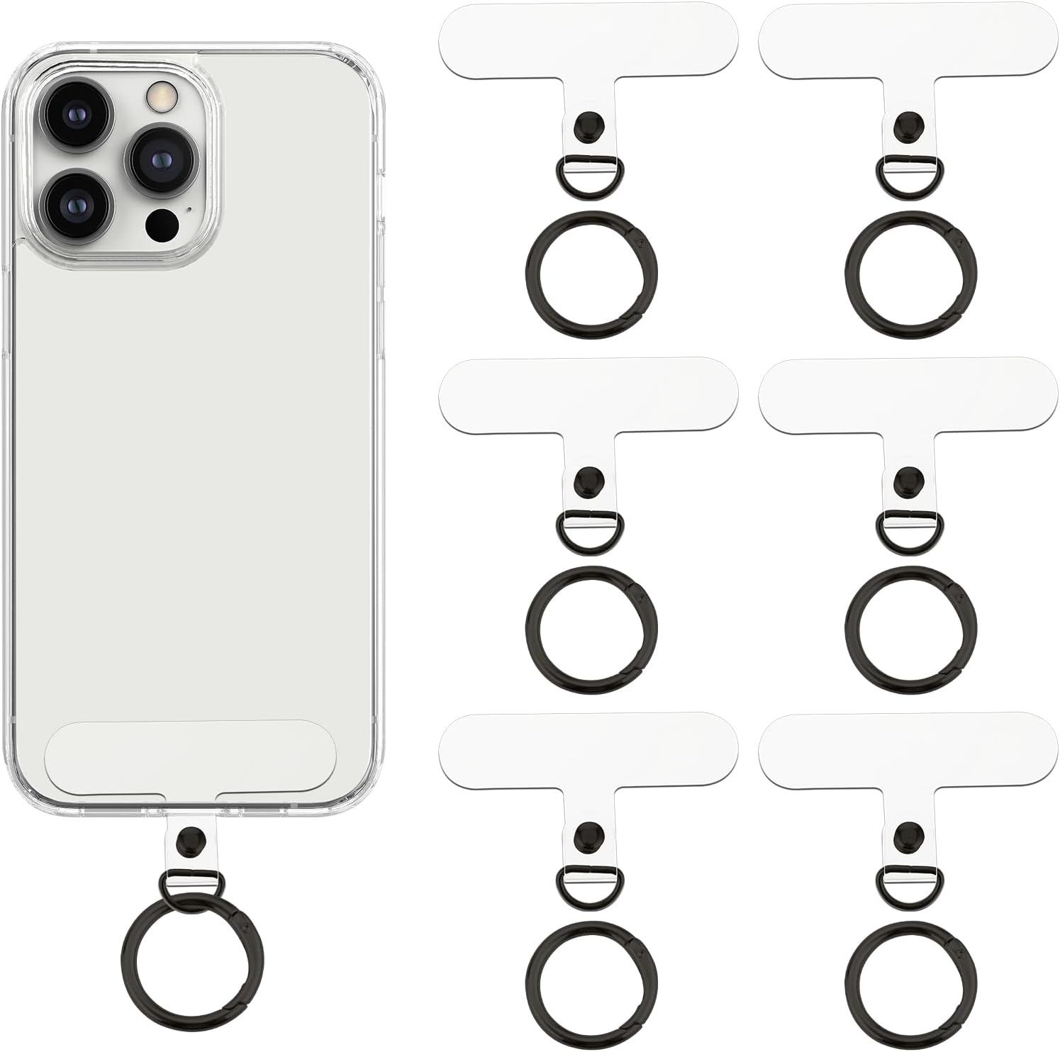 simarro 6 piezas de cordón para teléfono con 6 anillos de resorte de metal, correa universal para teléfono, conector multifuncional para teléfono
