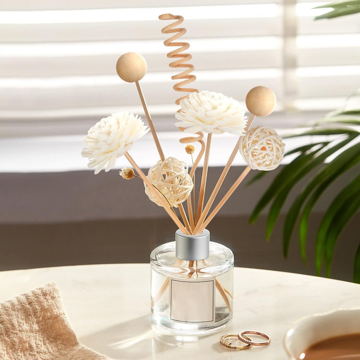 WUTAOBON – Juego de difusor de fragancia de caña de 10 pulgadas, 10 unidades, flores de ratán natural, difusor de fragancia, varillas de ratán de