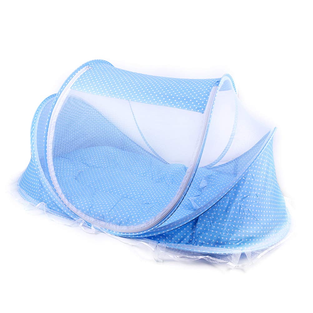 Red para cama de bebé, portátil plegable para cama de bebé, poliéster para recién nacidos, cama de viaje (azul cielo, verde)