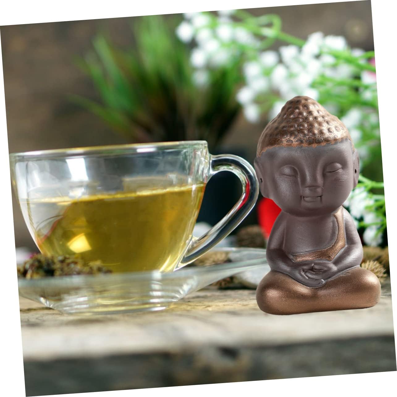 Garneck 2pcs Tea pet Tea Play Ornament Ceramic Buddha Statue Purple Ceramic Craft Decor Buddah Decoration Buddha Head Figurine Praying Buddha