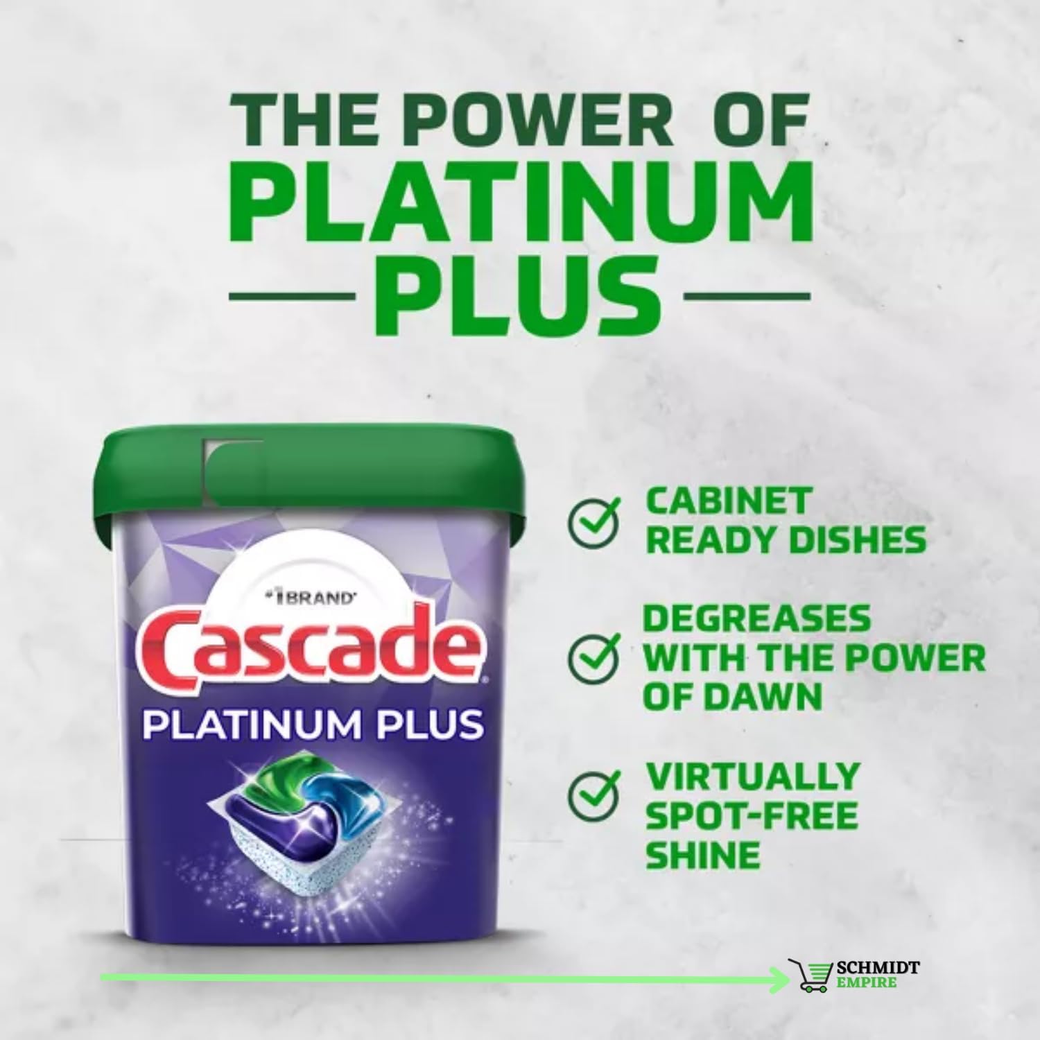 Cascade Platinum Plus – Paquete de detergente para lavavajillas, 81 unidades + esponja de limpieza + 1 protector de tarjeta SchmiidtEmpire +