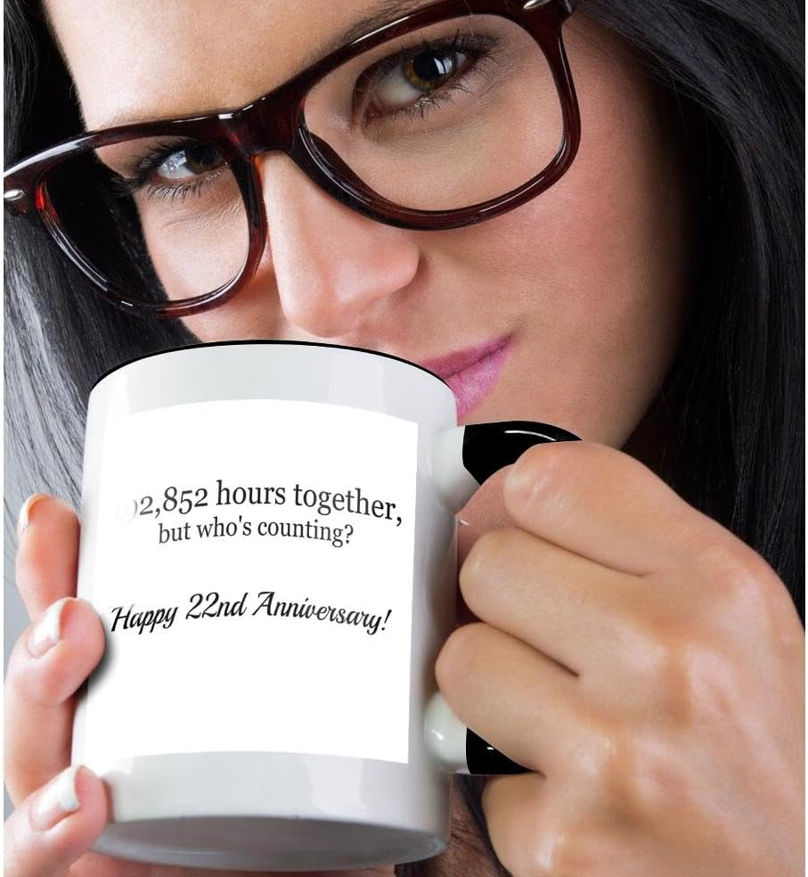 3dRose Happy 22Nd Anniversary-198852 Hours Together – Taza (1 unidad), color negro