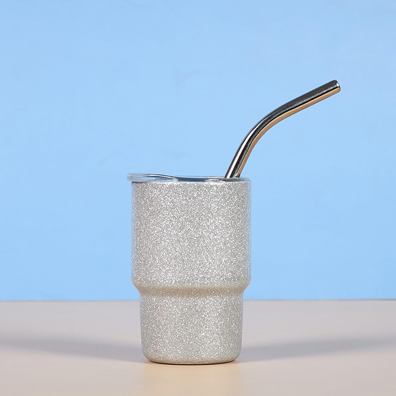 Lindos vasos de chupito con tapa, grado alimenticio, a prueba de fugas, resistente al calor, de acero inoxidable, con aislamiento, pajita, taza de