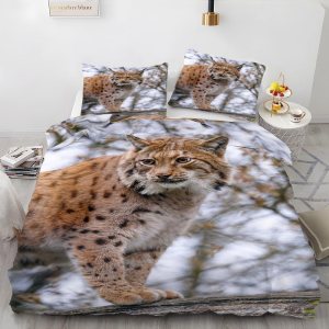 Light Brown Wildlife King Duvet Cover Lynx Print King Bedding Set Soft Microfiber Comforter Cover and 2 Pillow Shams 20″X36″, Bed Set Duvet Covers Light Brown Wildlife King Duvet Cover Lynx Print King Bedding Set Soft Microfiber Comforter Cover and 2 Pillow Shams 20″X36″, Bed Set Duvet Covers